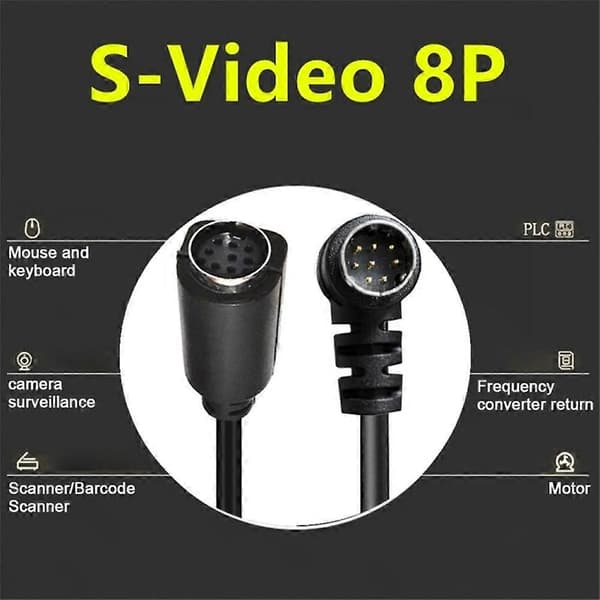 0,5 m DIN 8-bens han til hun S-videokabel vinklet stik lyd- og videokabel til set-top-boks - Sort