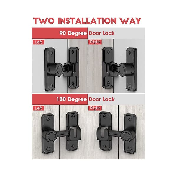 Heavy Duty Gate Latch 90 Degree Right Angle Barn Door Lock Anti-Theft Sliding Door Lock Latch for