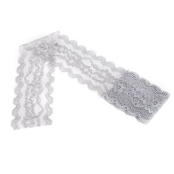 Floral Pattern Lace Ribbon Decorate Design Clothes Craft 10 Yard 5.5cm Width Grey