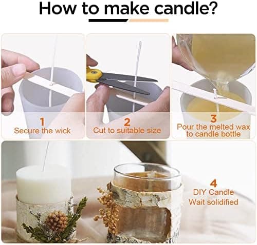 100 stk bomullsveker for DIY-lys (10 cm/4 tommer)