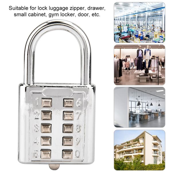 10-Digit Push Button Combination Padlock Blind Button Padlock