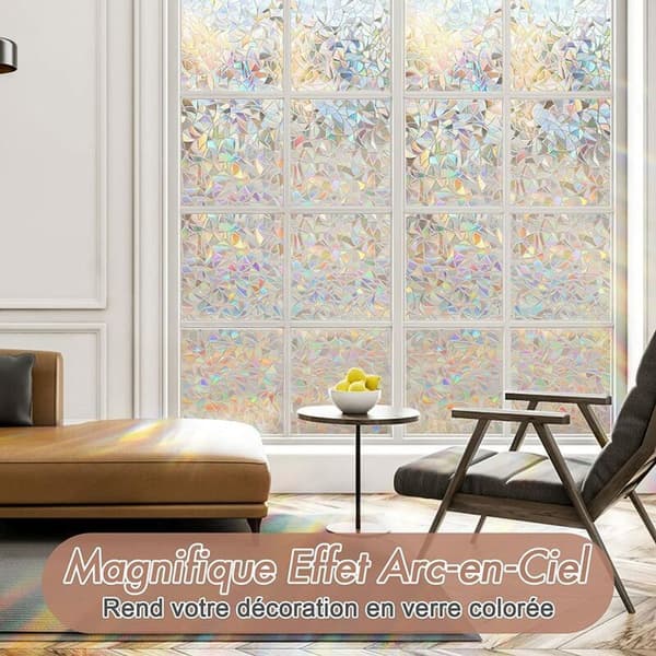 Electrostatic Window Film with Rainbow Effect, Decorative Privacy Protection, 3D-A
