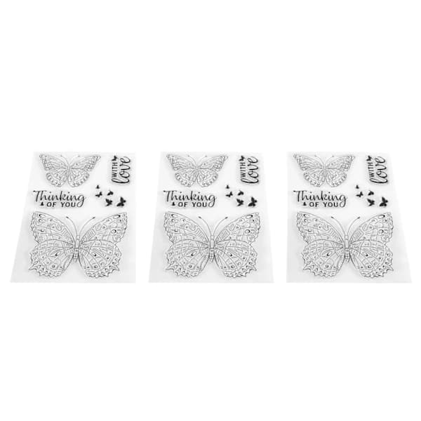 3 stk transparente stempler sommerfuglform preget DIY Scrapbook kortlaging transparent stempel dekorasjon