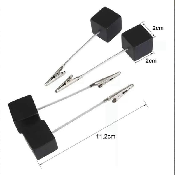 12-pack Pine Wood Table Number Holders, Memo Clips, Card Stands for Wedding Party, Desk Decoration, Black Cube Base
