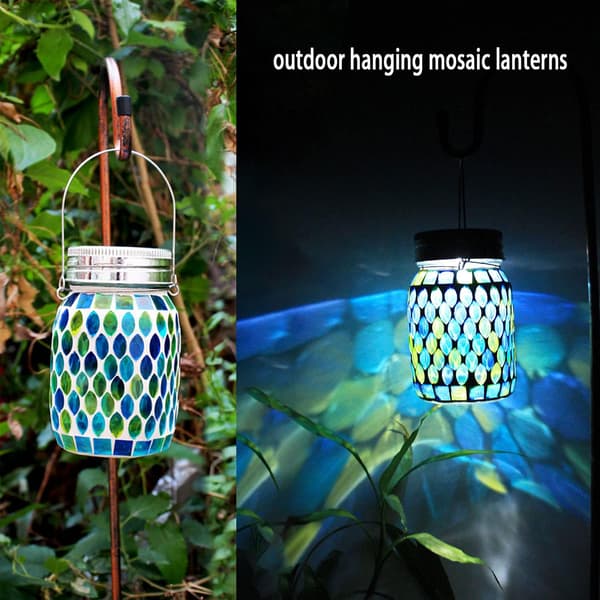 Mosaic Solar Lamp Outdoor Ceiling Lamp, Solar Table Lamp and Cold B