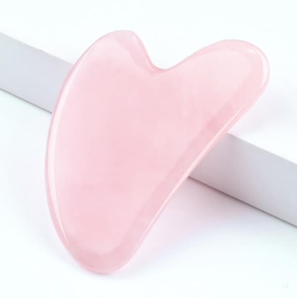 Luonnollinen Gua Sha Jade Ruusukvartsi Kivi Kasvohoitolaite - Vaaleanpunainen Pink Rosa