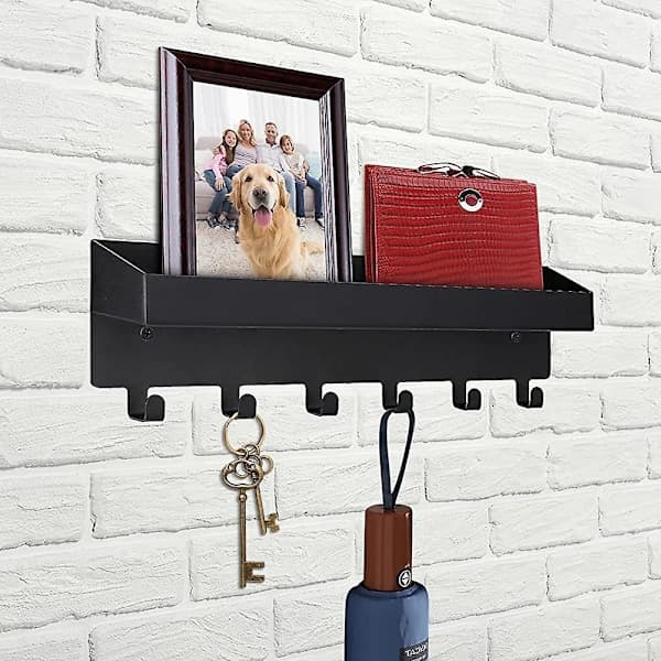 Key Holder, Wall Key Holder, Metal Key Holder with Shelf, Key Hook Hanger Organizer