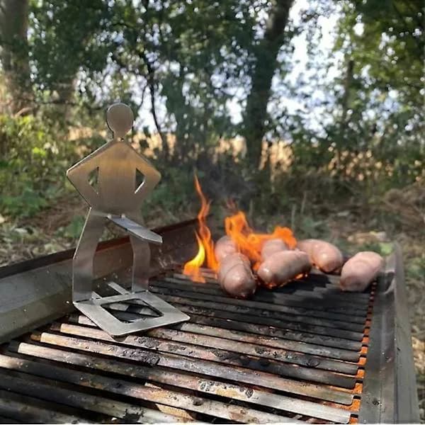 BBQ Pølseholder Sæt Rustfrit Stål Bærbar Roterende Grillstativ til Udendørs Camping Grill, 6-pak