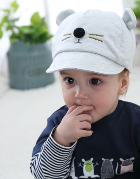 Barn Baby Kanin Visir Baseball Caps Bomull Mørkegrå Grå