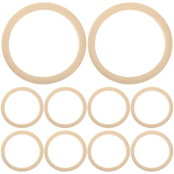 10 stk Træarmbånd Ubehandlede Naturlige Runde Træringe til DIY-projekter 7.7X7.7X0.8CM