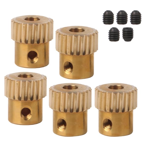 5x messinghjul 0,5 modul 20T 0,44 tommer diameter med 5x skrue til gearkasse