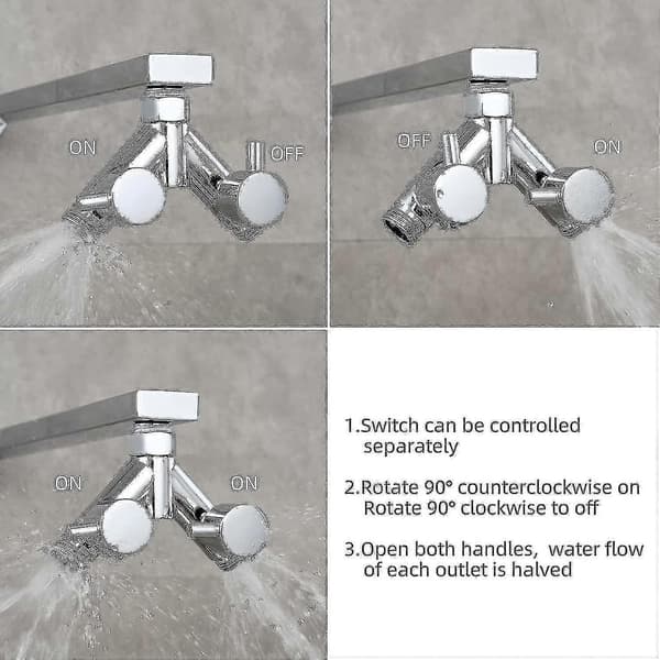 Messingomkaster Dusjavstengningsventil 2-veis Y-splitter 1/2 tomme for dusjslange og dusjhode Krom Dsf014a