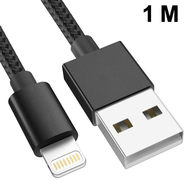 iPhone-ladekabel 1-pakning avansert fjær lang svart KLB
