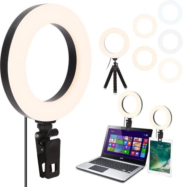 6\" LED-bordlampe med stativ og klemme