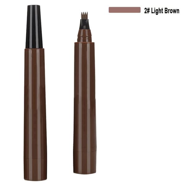 Eyebrow pencil with micro-fork applicator. Provides dark brown color
