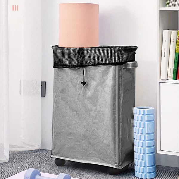 Laundry Basket with Wheels, Laundry Hamper on Wheels Space-Saving Design, Foldable Slim Rolling Clothes Storage Bin with 4 Caster Wheels and Side