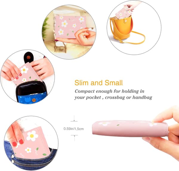 Cute Wallet for Women, Small Leather Trifold Wallet with ID Window