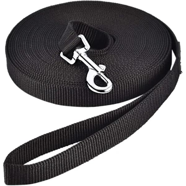 5m Black Dog Training Leash with Handle, Hands-Free Nylon Strap