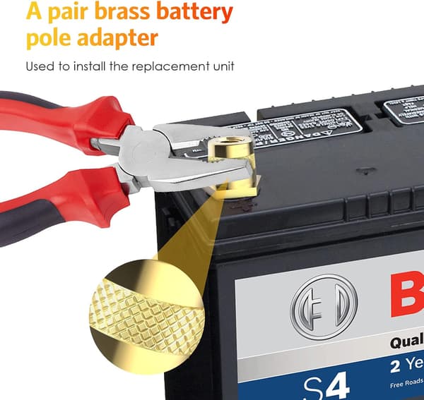 Par messingbatteriadaptere med 2 rustfri stålskruer DXGHC