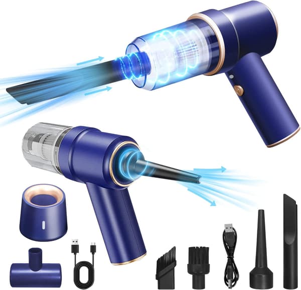 Mini handheld vacuum cleaner cordless with blowing function/LED light, mini vacuum cleaner rechargeable for car, home, office, keyboard