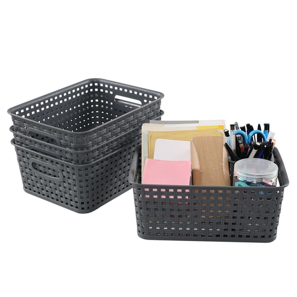 Storage Basket - Simple Office Supplies - Storage Basket - Desktop and Study Room Snacks Storage Box - White