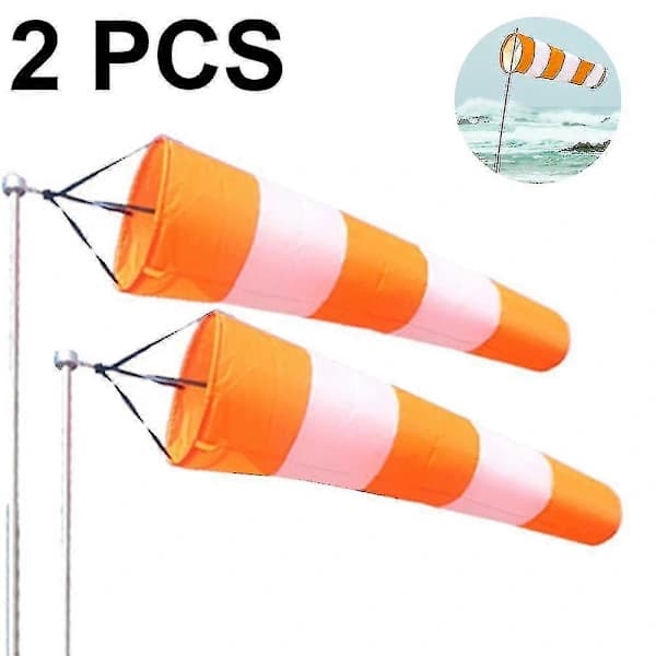 2-pack Outdoor Windsocks, Tear-Resistant Polyester Taffeta Rotating Reflective Waterproof Wind Direction Indicator, Orange White 80 cm