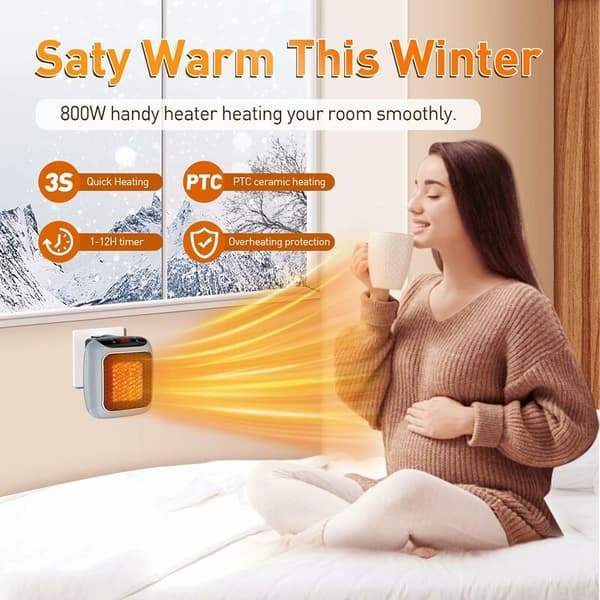 Electric Fan Heater 800W Extra Heat, 2 Modes with LED Display and Remote Control