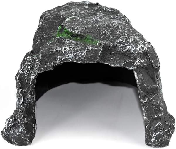 Reptile terrarium with resin climbing platform for hiding