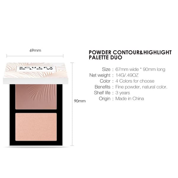 2-farvet highlighterpudder ansigtskontur bronzer blush lysere makeup #3