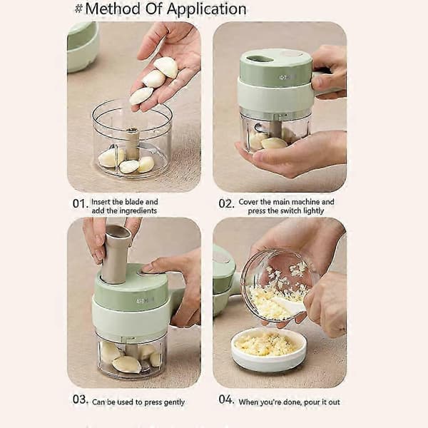 Multifunctional 4-in-1 Electric Vegetable Cutter, Handheld Portable Rechargeable Food Chopper & Garlic Press for Kitchen