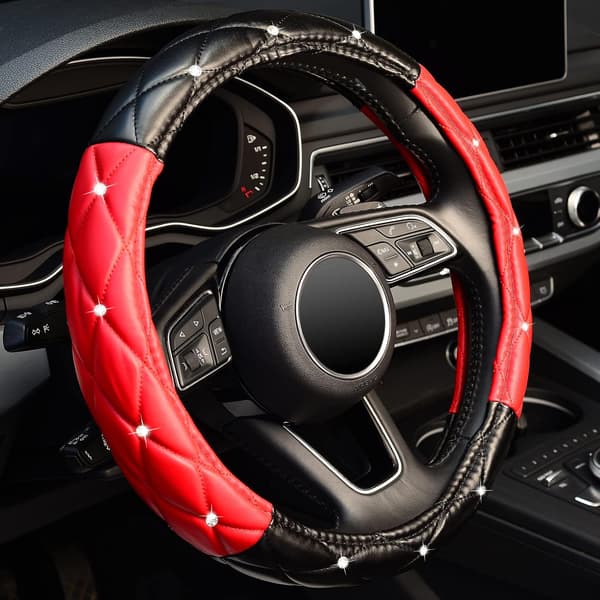 Diamond Soft Leather Steering Wheel Cover with Bling Bling Crystals