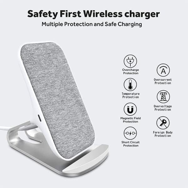 Fast Wireless Charger, 10W Silver Wireless Charging Stand