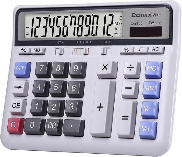 2025 New Desktop Calculator 12 Digits with Large LCD Display and Sensitive Button, Solar and Battery Powered