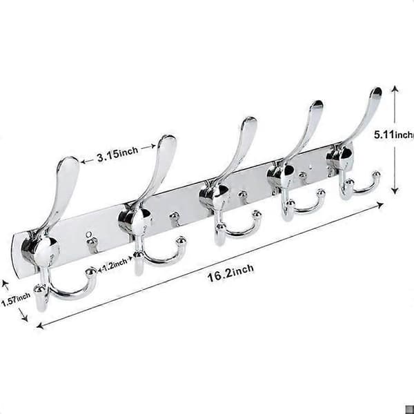(Silver, 15 Hooks, 1 pc) Wall Mounted Stainless Steel Coat Rack, Coat Hooks Wall Mounted Hook for Coats Towels
