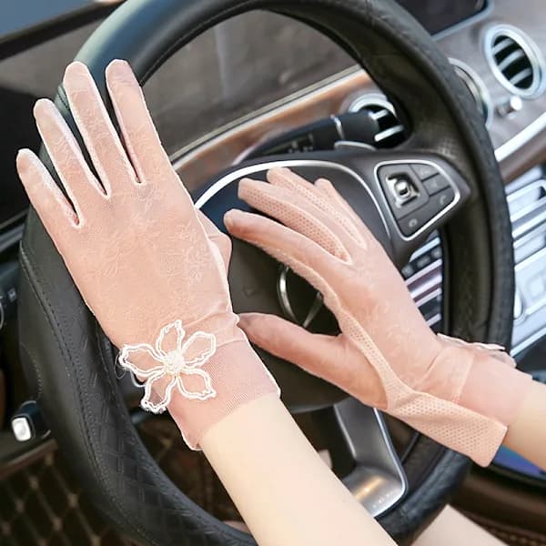 Sommerhandsker til kvinder, solbeskyttelse til kørsel, UV-beskyttelse, tynde handsker til elcykel, pink pink