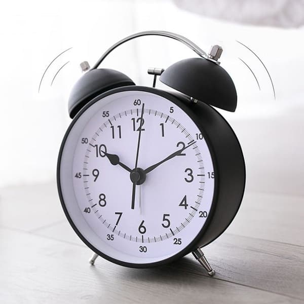 Metal bedside lamp with silent travel clock (matte black)