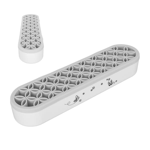 Silicone Desk Brush Storage Box Multifunctional with Multiple Compartments Flexible DIY Makeup Brush Storage Rack for Sewing Tools Grey