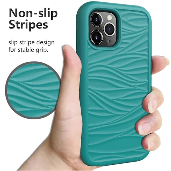 iPhone 14 Plus -aaltokuvioinen 3-in-1 silikoni- ja PC-iskunkestävä puhelinkotelo