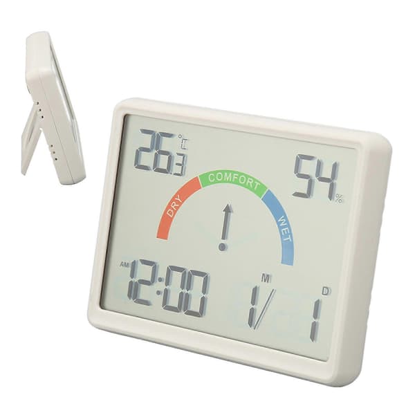 Digital väckarklocka med stödben, stora siffror, magnetisk digital bordsklocka med temperatur- och luftfuktighetsdisplay