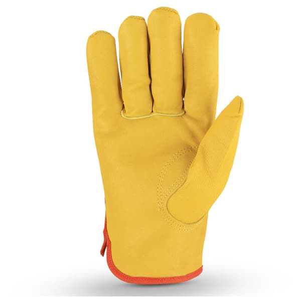 Læderarbejdshandsker, gule tag-resistente havehandsker med læder, 2110,5 cm (XL)