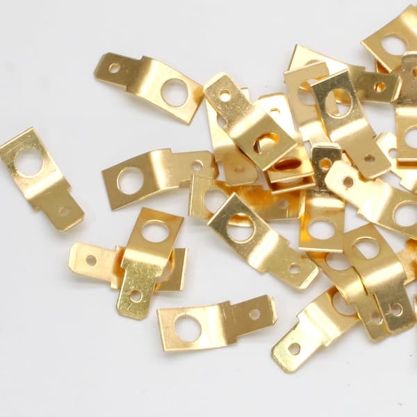 50 stk. hurtigkoblinger, 1/4 tomme han, uisolerede messingloddefri adaptere til elkabel, #10 stud guldfarve