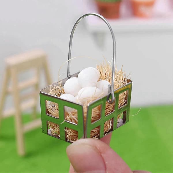 1/12 Miniature Æggekurv Køkkenscene Model DIY Legetøj Tilbehør