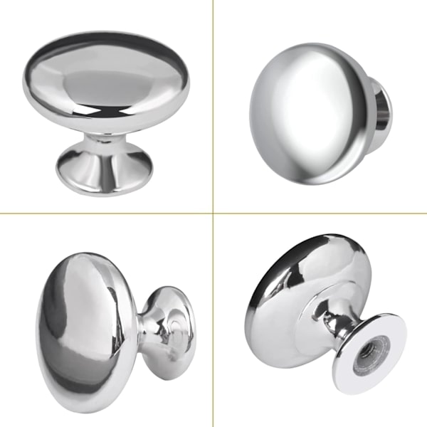 4X Polished Chrome Cabinet Hardware Round Mushroom Door Knobs