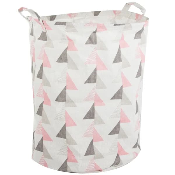 Fällbar tvättkorg – 45L Vit Triangel Rosa/Grå