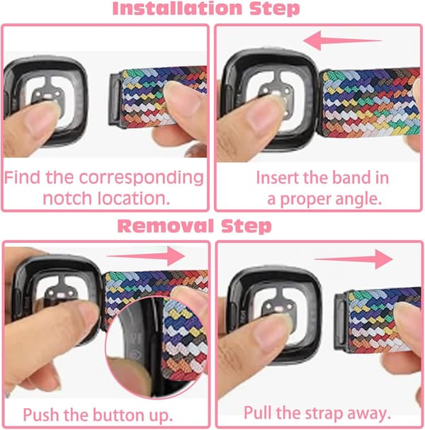 4 st Elastiska Nylonband Kompatibla med Fitbit, Fitbit Versa 3 Armband Flätad Nylon Sport, Fitbit Versa 4 Armband Ersättning_yux