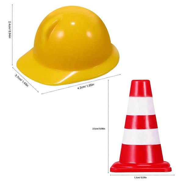 50 stk Mini Trafikkjegler med 50 stk Mini Hard Hatt