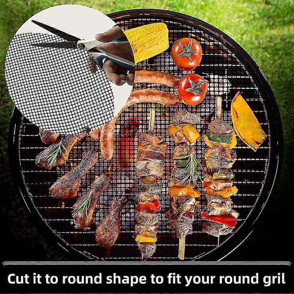BBQ Grill Mesh Mat Set, 6 stk Non-stick Gjenbrukbare Grillmatter Baketilbehør for Grilling