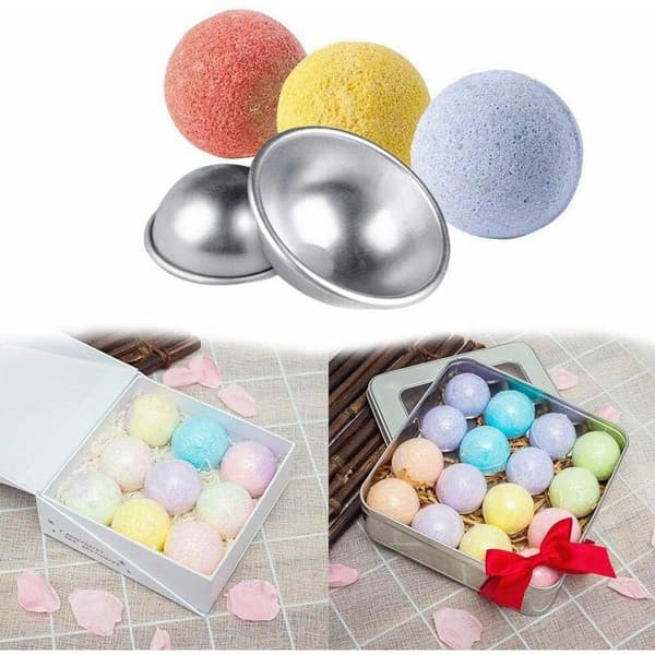 Bath Bomb Mold, 18-pack 3 Sizes DIY Bath Bomb Mold Set Metal Bath Bomb Mold for DIY Crafts-Fei Yu