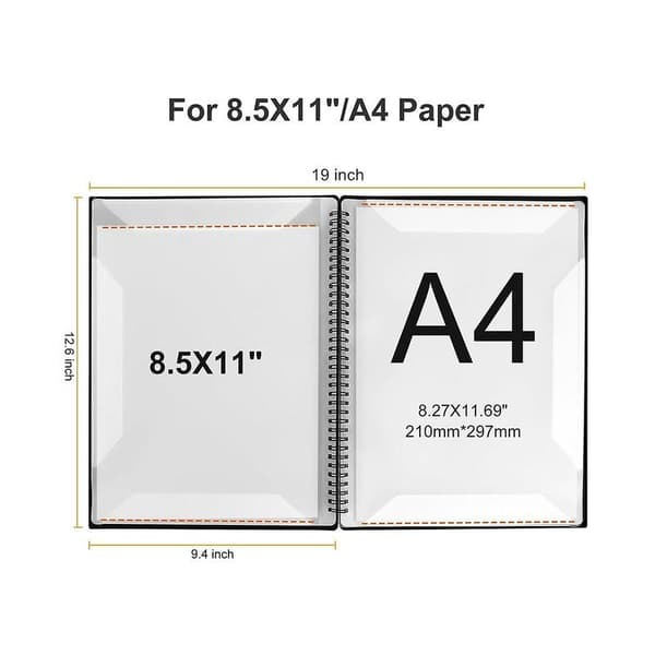 Music Folder, 60 Pages, Sheet Music Holder, Fits A4, Writable and Removable Choir Folder (Black)