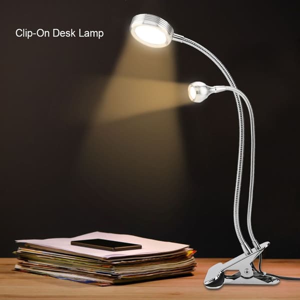 Eye protection double head clip clamp lamp, adjustable color, warm light KLB